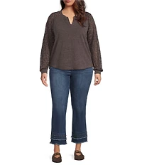 Democracy Plus Size #double;Ab#double;solution® Kick Flare Double Layer Fray Hem Crop Jeans