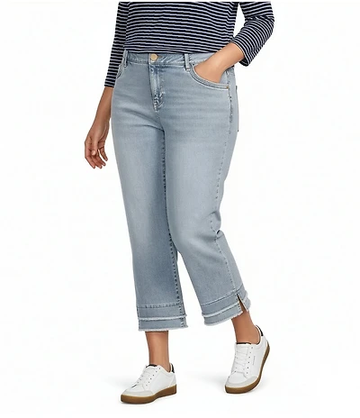Democracy Plus Size #double;Ab#double;solution® Kick Flare Double Layer Fray Hem Jeans