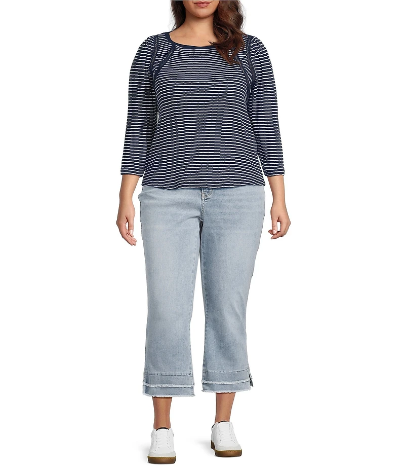 Democracy Plus Size #double;Ab#double;solution® Kick Flare Double Layer Fray Hem Jeans