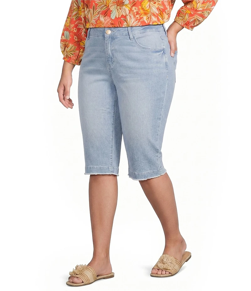 Democracy Plus Size #double;Ab#double;solution Skimmer Fray Hem Jean Capri Shorts