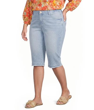 Democracy Plus Size #double;Ab#double;solution Skimmer Fray Hem Jean Capri Shorts