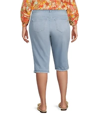 Democracy Plus Size #double;Ab#double;solution Skimmer Fray Hem Jean Capri Shorts