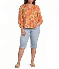 Democracy Plus Size #double;Ab#double;solution Skimmer Fray Hem Jean Capri Shorts