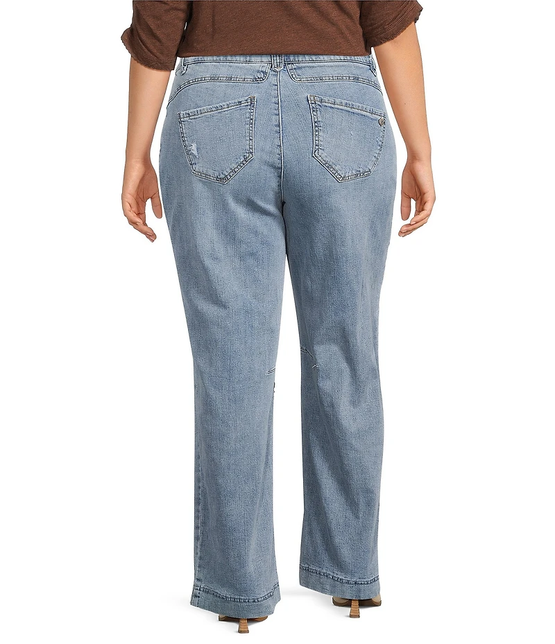 Democracy Plus Size #double;Ab#double;solution® Skyrise Round Up Double Side Seam Wide Leg Jeans