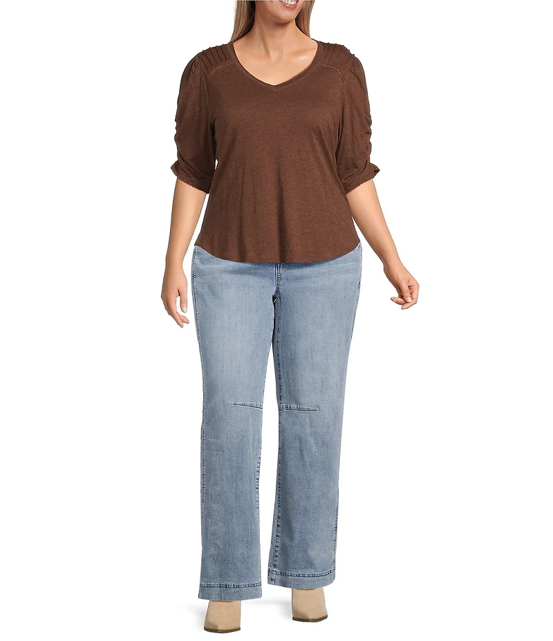 Democracy Plus Size #double;Ab#double;solution® Skyrise Round Up Double Side Seam Wide Leg Jeans