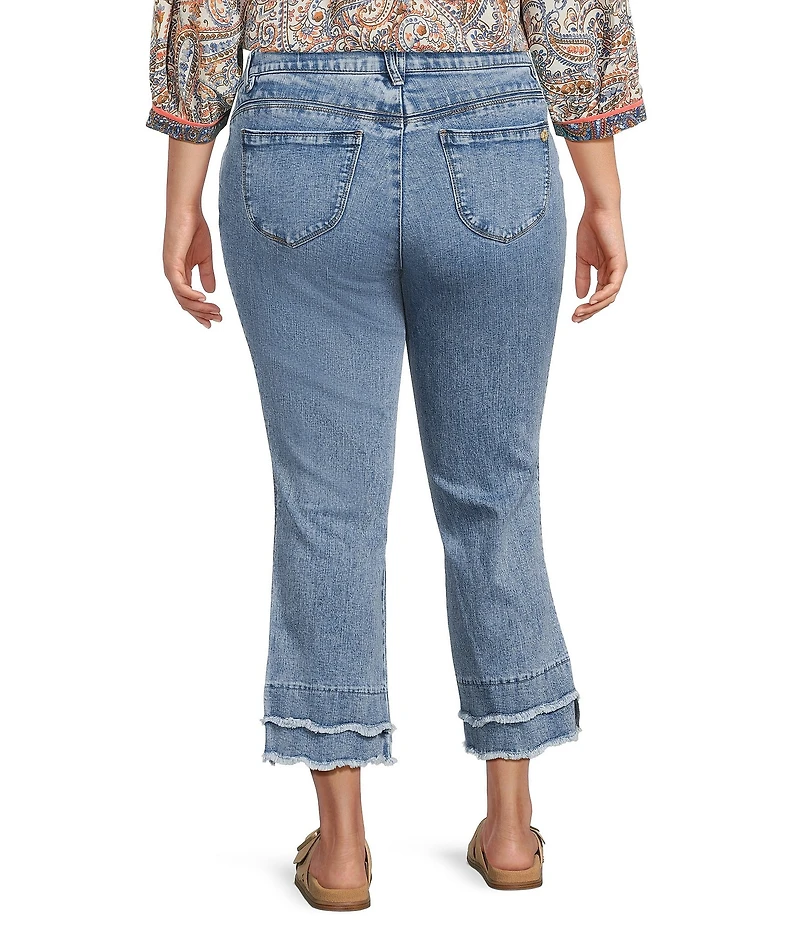 Democracy Plus Size #double;Ab#double;solution® Stretch Kick Flare Double Layer Fray Hem Crop Jeans