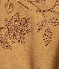 Democracy Plus Size Beaded Floral Embroidered V-Neck Long Sleeve Top