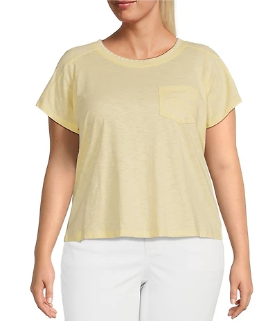 Democracy Plus Size Embroidered #double;Make Lemonade#double; Pocket Tee