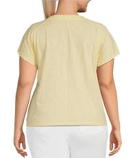 Democracy Plus Size Embroidered #double;Make Lemonade#double; Pocket Tee