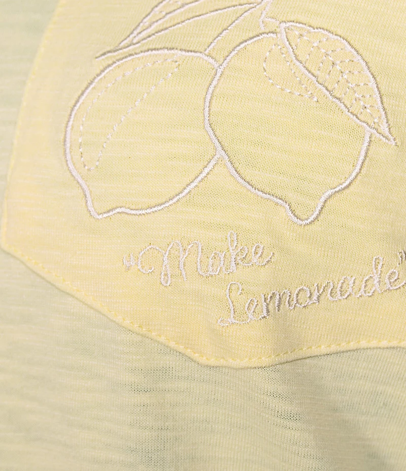 Democracy Plus Size Embroidered #double;Make Lemonade#double; Pocket Tee