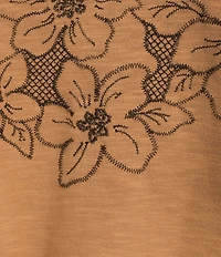 Democracy Plus Size Embroidered Crew Neck Ruffle Short Sleeve Top