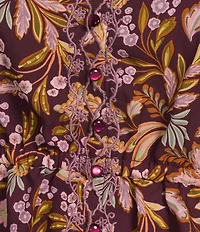 Democracy Plus Size Embroidered Floral V-Neck Tie Sleeve Peplum Top