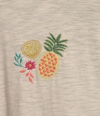 Democracy Plus Size Embroidered Fruit Crew Neck Short Sleeve Boy Tee Top
