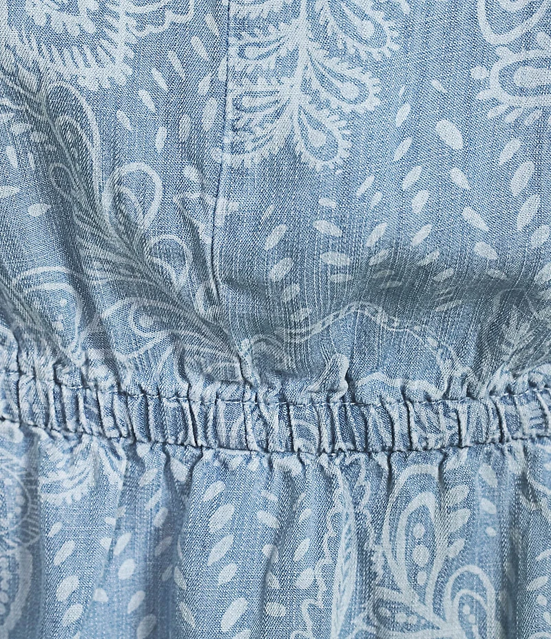 Democracy Plus Size Floral Paisley V-Neck Elbow Sleeve Peplum Top