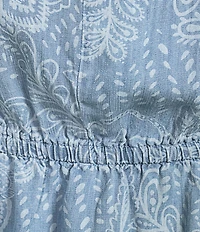 Democracy Plus Size Floral Paisley V-Neck Elbow Sleeve Peplum Top