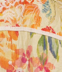 Democracy Plus Size Floral V-Neck 3/4 Sleeve Crochet Peplum Top