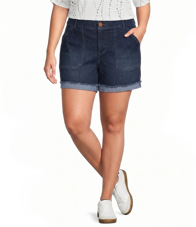 Democracy Plus Size High Rise Cuffed Denim Shorts