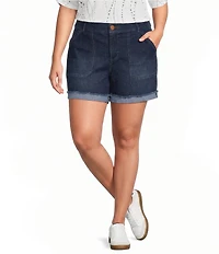 Democracy Plus Size High Rise Cuffed Denim Shorts