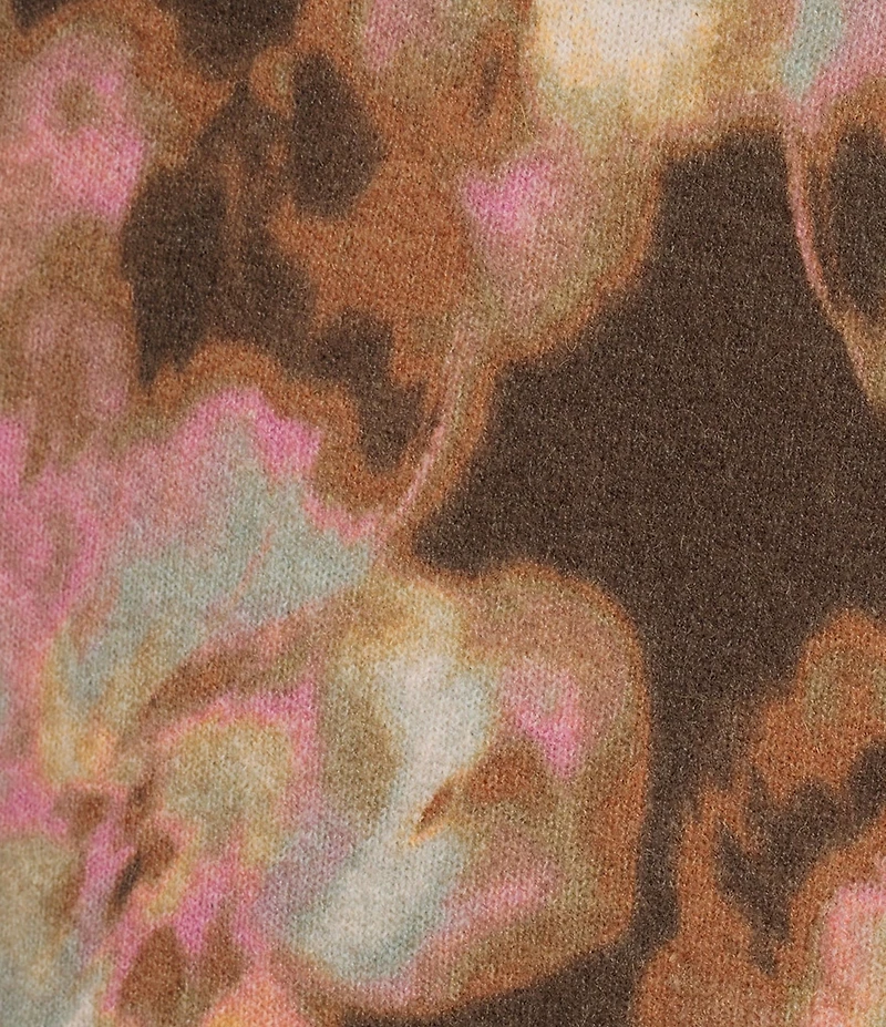 Democracy Plus Size Knit Floral Mock Neck Long Sleeve Sweater