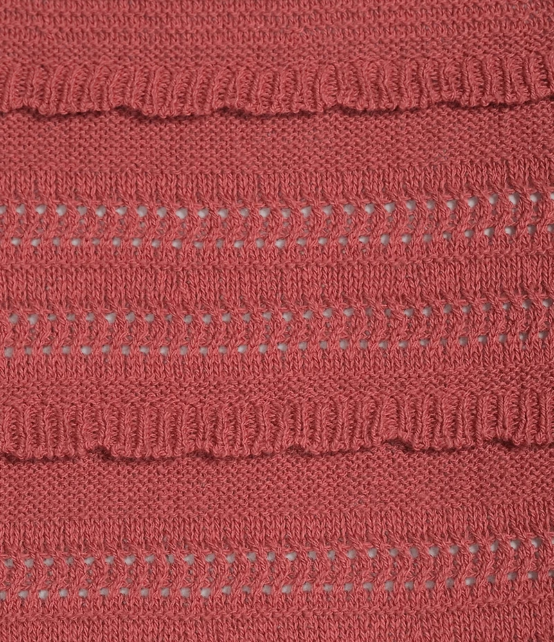 Democracy Plus Size Mix Stitch Knit Scallop Round Neck 3/4 Sleeve Sweater