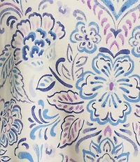 Democracy Plus Size Paisley Floral Boat Neck 3/4 Kimono Sleeve Bubble Hem Top