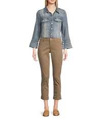 Democracy Point Collar 3/4 French Cuff Button-Front Denim Shirt