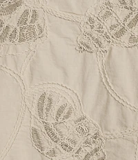 Democracy Soutache Embroidery Boat Neck 3/4 Pleated Sleeve Top