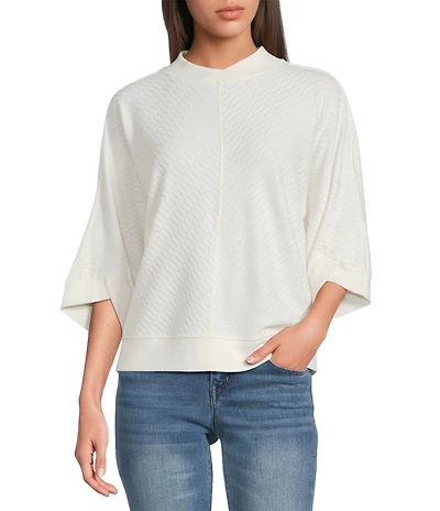 Democracy Surplus Crew Neck 3/4 Sleeve Mitered Knit Top