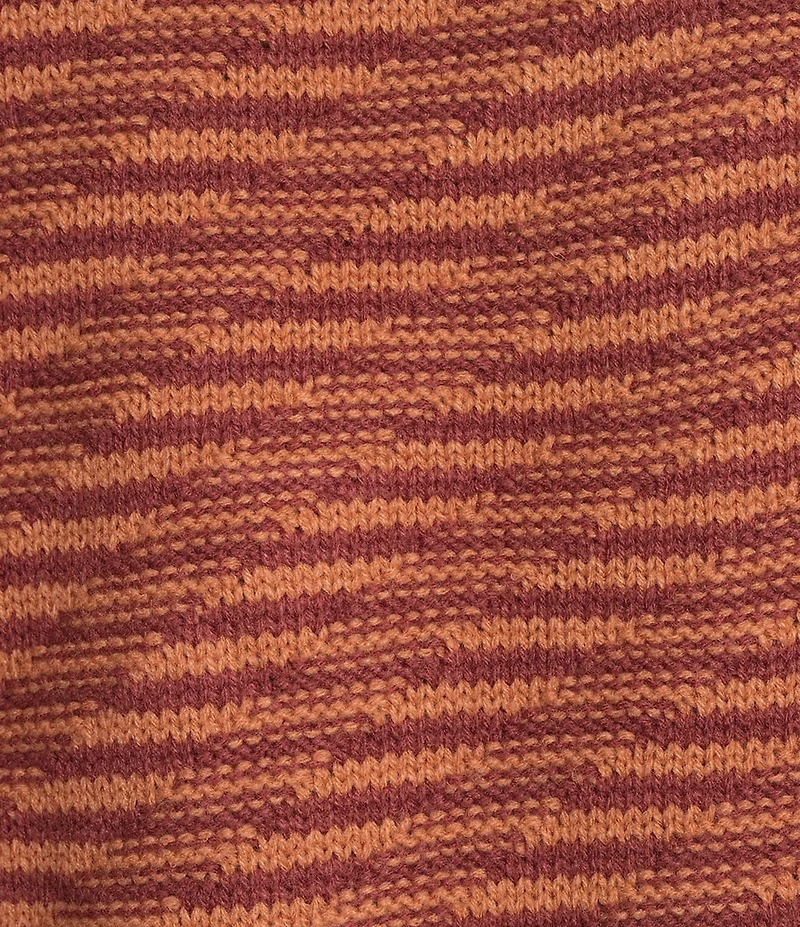 Democracy Wool Blend Stripe Ribbed Round Neck 3/4 Dolman Sleeve Bias Stitch Sweater