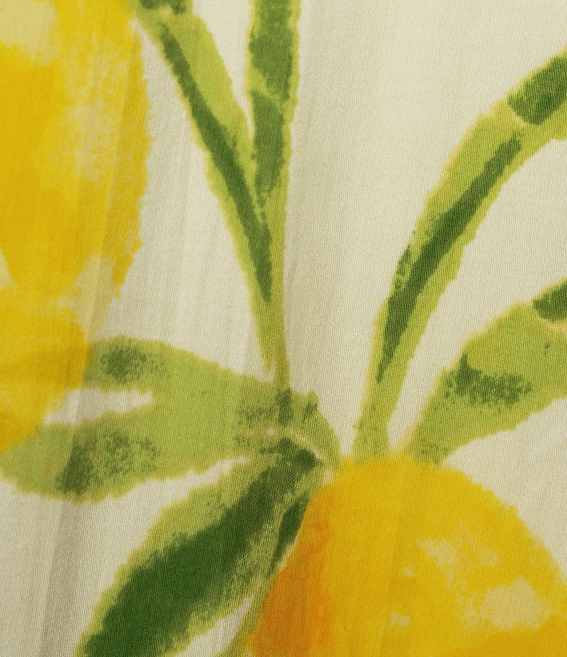 Democracy Woven Multi Lemons Print V-Neck Sleeveless A-Line Midi Tank Dress