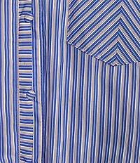 Democracy Woven Spliced Stripe Point Collar Sleeveless Button-Front Shirt