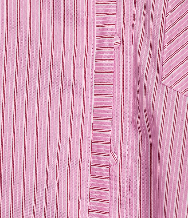 Democracy Woven Spliced Stripe Point Collar Sleeveless Button-Front Shirt