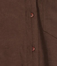 Democracy Faux Suede Point Collar 3/4 Tucked Sleeve Bubble Hem Button Front Shirt