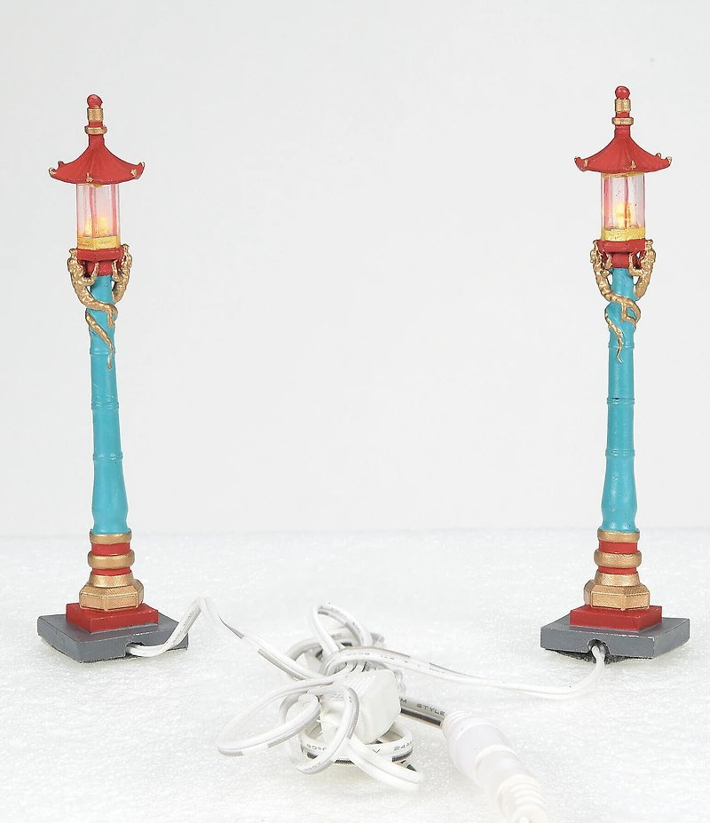 Department 56 Christmas in the City Village LED-Lit Chinatown Post Lamps, Set of 2