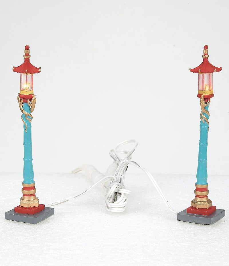 Department 56 Christmas in the City Village LED-Lit Chinatown Post Lamps, Set of 2