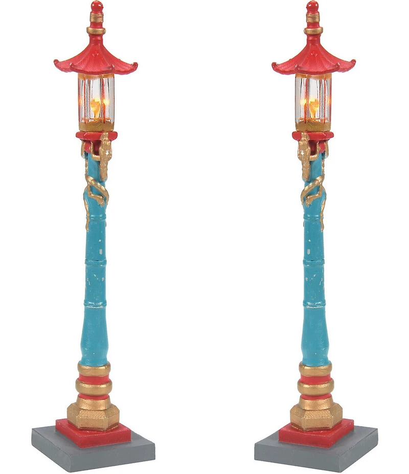 Department 56 Christmas in the City Village LED-Lit Chinatown Post Lamps, Set of 2