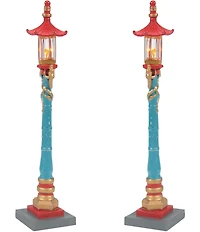 Department 56 Christmas in the City Village LED-Lit Chinatown Post Lamps, Set of 2