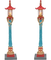 Department 56 Christmas in the City Village LED-Lit Chinatown Post Lamps, Set of 2