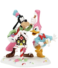 Department 56 Disney Village Figures Goofy & Donald Make A Mess Holiday Figurine
