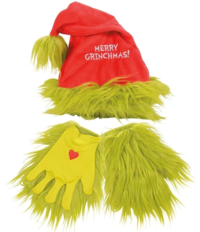 Department 56 Grinch Christmas Santa Hat and Gloves, Set of 2