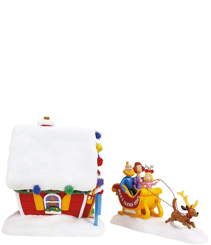 Department 56 Grinch Village Max's Sleigh Rides 2-Piece Figurine Set