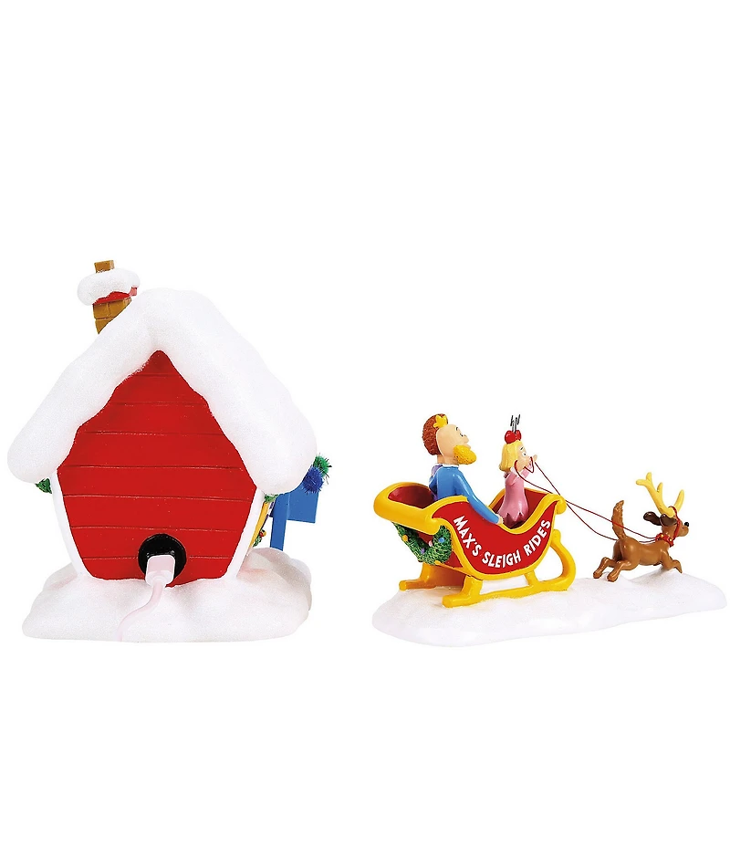 Department 56 Grinch Village Max's Sleigh Rides 2-Piece Figurine Set