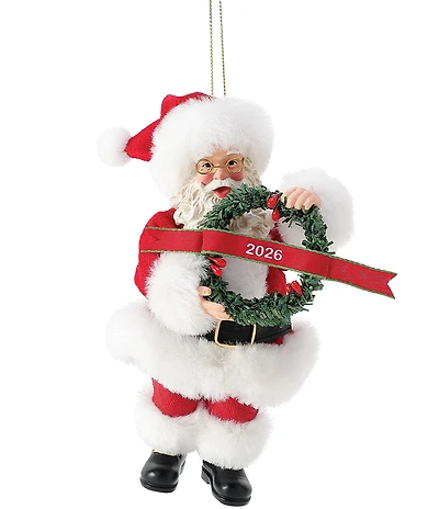 Department 56 Possible Dreams 2026 Limited Edition Dated Santa Holding Wreath Hanging Ornament
