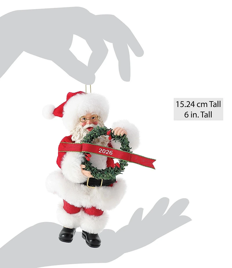 Department 56 Possible Dreams 2026 Limited Edition Dated Santa Holding Wreath Hanging Ornament