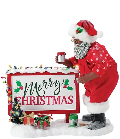 Possible Dreams Department 56 Battery-Operated LED North Pole Greeting African American Santa Figurine
