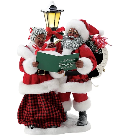 Possible Dreams Department 56 Battery-Operated Musical African American Santa and Mrs. Claus Merry Carolers Lighted Figurine