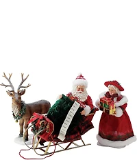 Department 56 Possible Dreams Christmas Traditions Santa And Mrs. Claus Filling the Sleigh 4-Piece Figurine Set