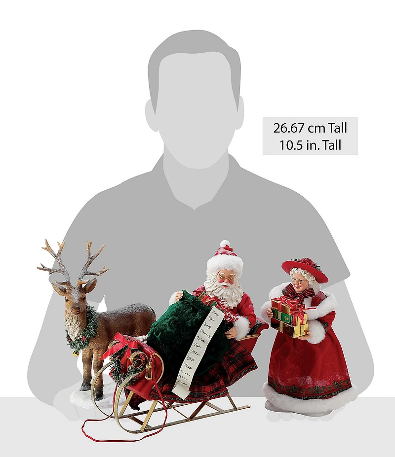Department 56 Possible Dreams Christmas Traditions Santa And Mrs. Claus Filling the Sleigh 4-Piece Figurine Set
