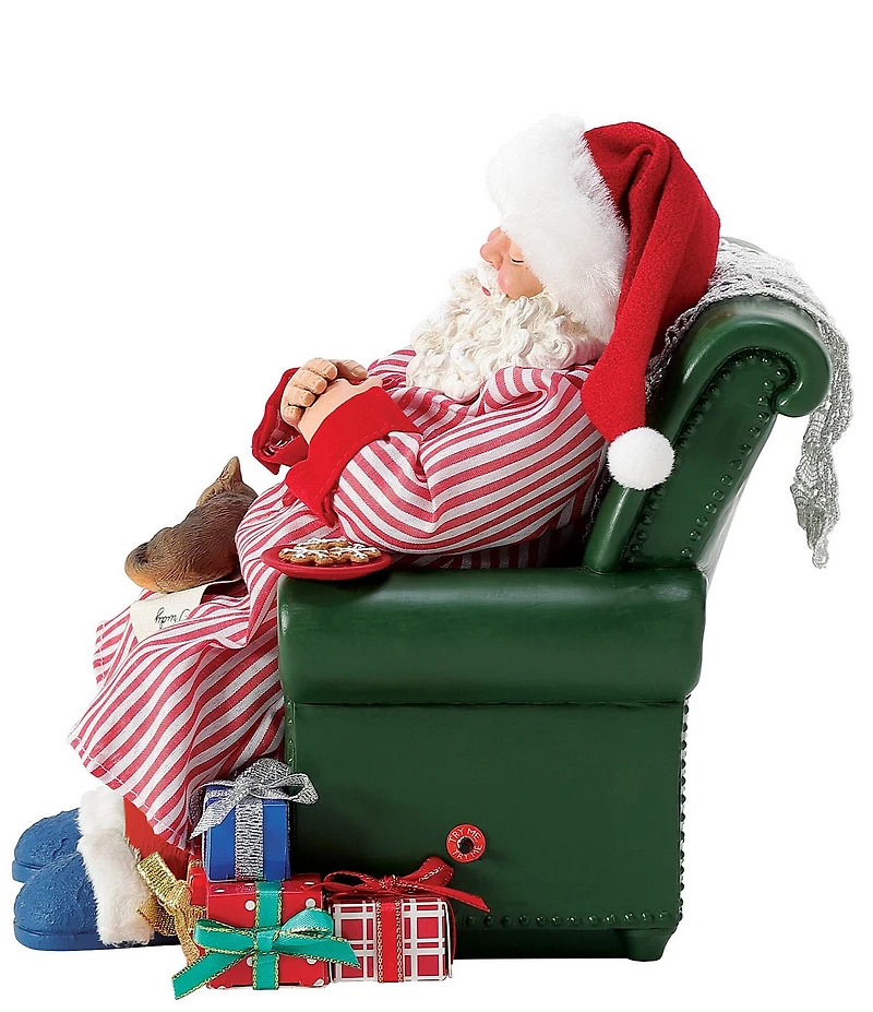 Department 56 Possible Dreams Sports & Leisure Battery Operated Santa Cat Nap Snoring Animated Figurine