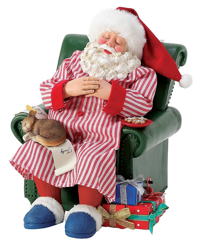 Department 56 Possible Dreams Sports & Leisure Battery Operated Santa Cat Nap Snoring Animated Figurine